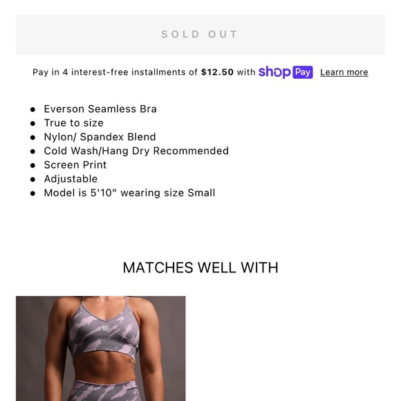 NWT large LONE "EVERSON" SEAMLESS BRA IN ORCHID NATIVE CAMO DarcSport Darc Sport - Picture 15 of 16